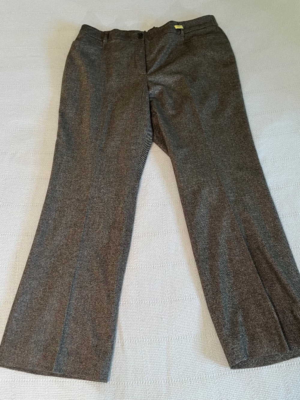 Talbots Heritage Tweed Dress Pants Brown Speckled Wool Blend 18W Wide Leg Career